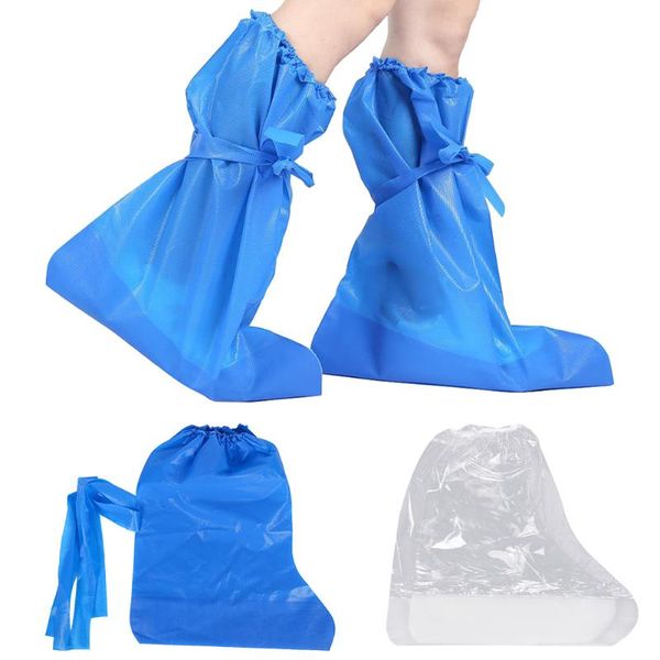 

1pair dustproof camping calf protective waterproof cycling travel portable hiking boot overshoes disposable shoe covers high top, White;pink