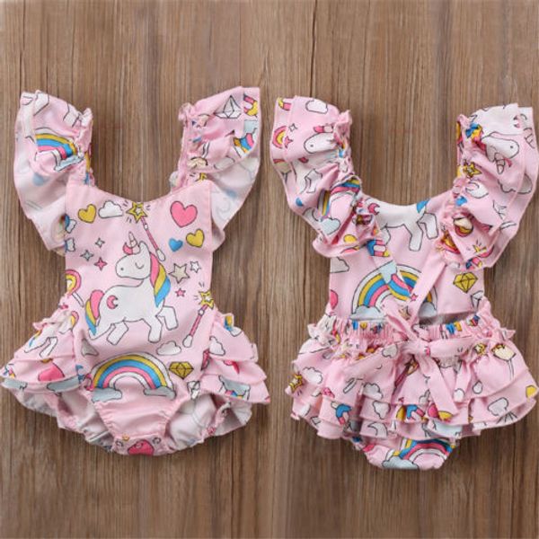 

новорожденные девочки backless unicorn симпатичный мультфильм one piece купальники купальные костюмы бикини купальники для девочек