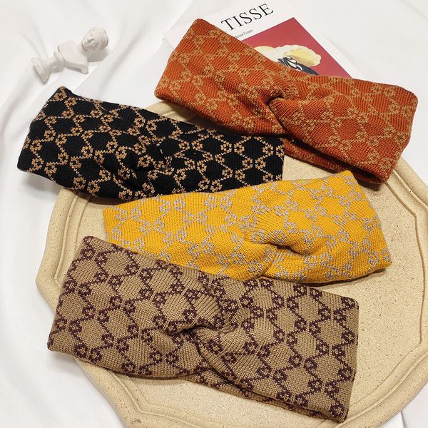 

women headband cross knot elastic hair bands yarn girls hairband twisted knotted headwrap washing face outdoors hair accessories new ins, Yellow