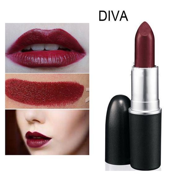 Top Quality Brand Makeup Diva Matte Lipstick Rouge A Levres Net Wtpoids Net 3g010 Us Oz Drop Shipping Lips Cosmetic Best Red Lipstick Dark
