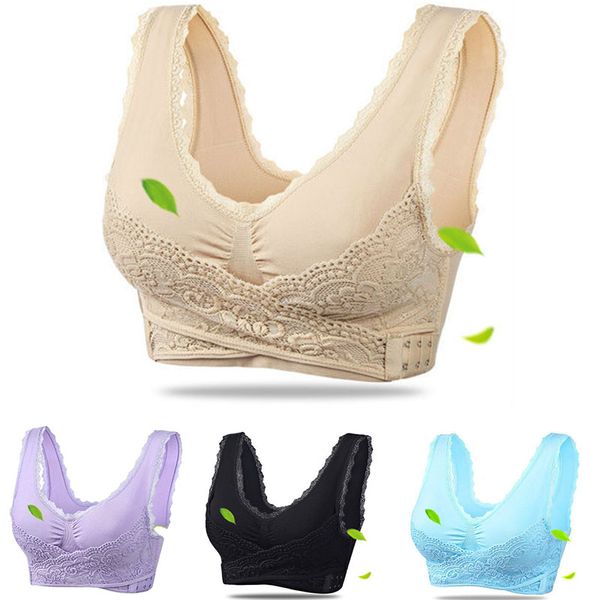 

3xl plus size lace bralette solid cross side buckle bra brassiere wireless push up bras for women lingerie sleep underwear, Red;black