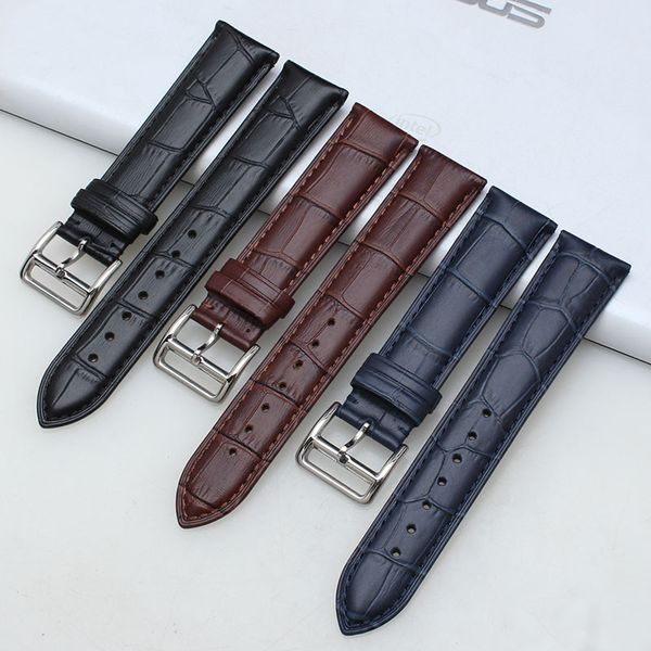 

watchband soft calf genuine leather watch strap 19mm 20mm 22mm 24mm watch band for accessories wristband, Black;brown