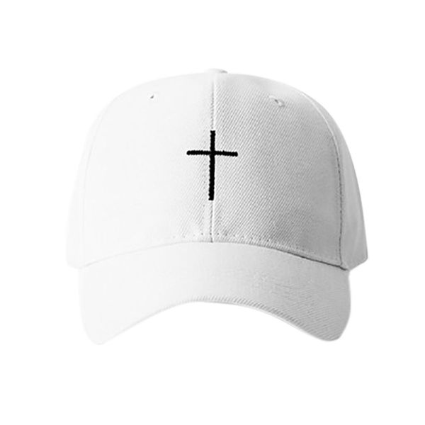 

baseball cap women men cross embroidered cotton hat headwear outdoor sports wear with adjustable back closure, Black;white