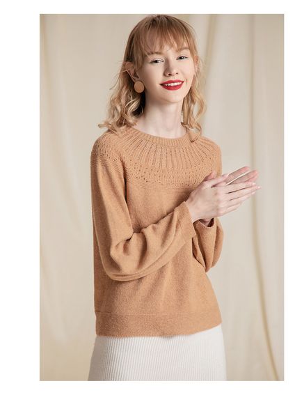 

women's sweaters new small lantern sleeve seamless pull-over sweater for autumn and winter 2019 in europe and america wool knitting cam, White;black