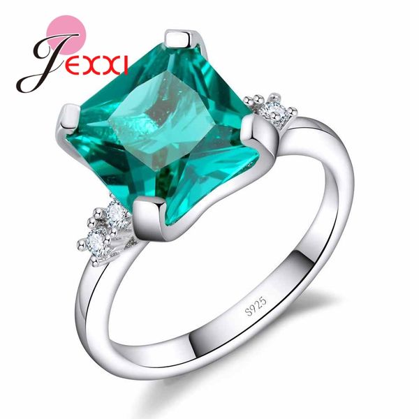 

giemi 925 sterling silver elegant flower design women ring with shiny blue & white cubic zirconia cz crystal wedding jewelry