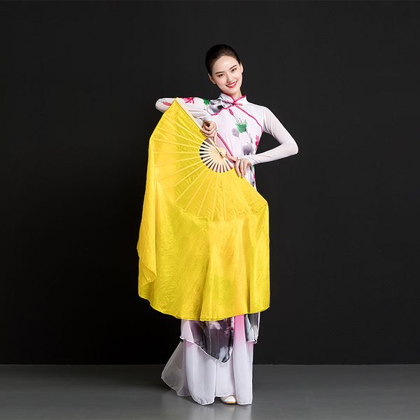 

children's solid yellow dancing fan extended pair square dance-fan twisted yangko double-sided performance fan, Black;red