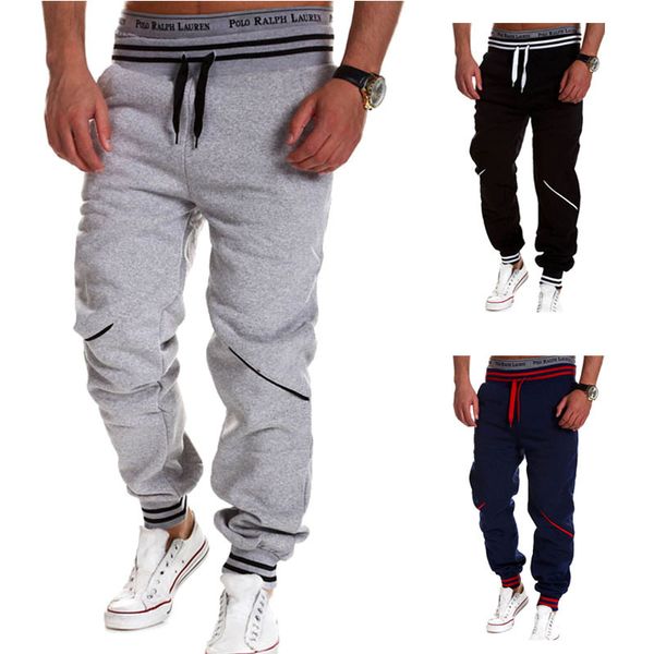 

mens designer jogging casual color contrast stitching sports pants, Black