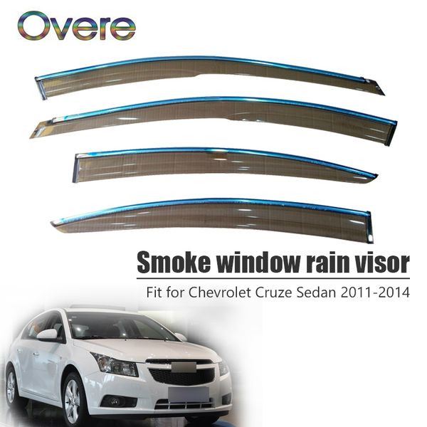 

overe 4pcs/1set smoke window rain visor for chevrolet cruze sedan 2011 2012 2013 2014 vent sun deflectors guard accessories