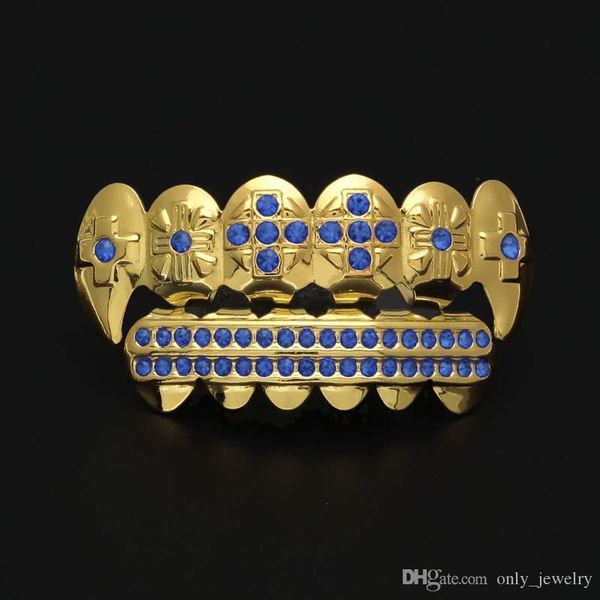 

unique hip hop dental grills fashion diamond teeth grills set jewelry colorful crystal 3 color in stock, Black