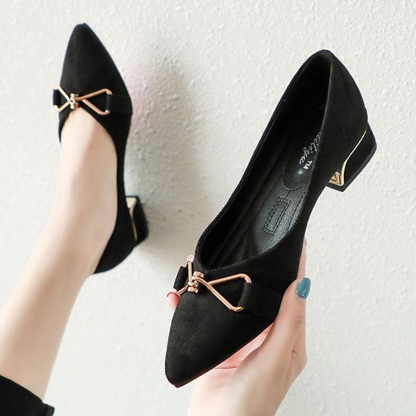 

pointed toe office lady shoes woman bow-knot shoes bridal high heels dress suede pumps ladies u070, Black
