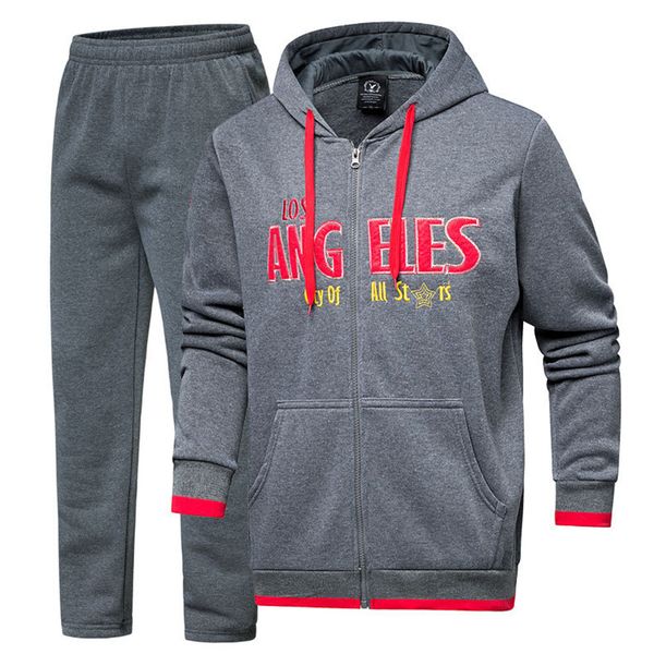 

casual letter print mens 2pcs tracksuits designer solid color mens sportwear fashion loose long sleeves mens apparel, Gray