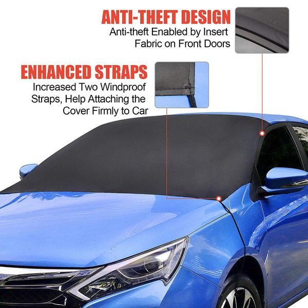 

car windshield snow cover, frost guard protector, magnetic windshield snow frost ice cover sunshade covers with elastic hoo