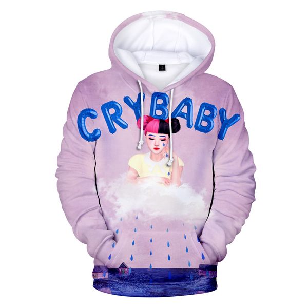 

девушка-подросток с капюшоном от дизайнера crybaby 3d с капюшоном с принтом милые пуловеры, Black