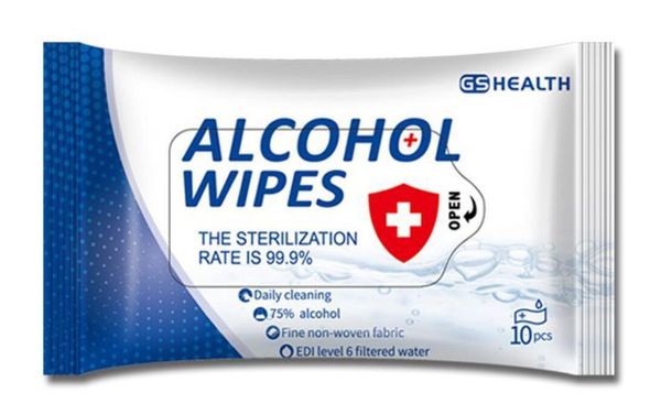 

ce 75% alcohol wipes 180mm*150mm anti wet wipe portable disinfecting dipe 10pcs pack antiseptic cleanser sterilization