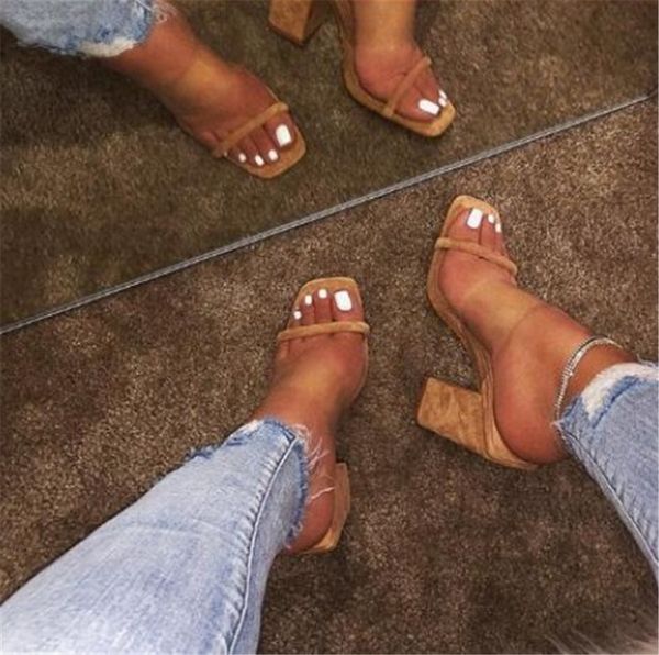 

4colors Women Shoes New Women Slippers Thick Heel High Heels Fashion Sandals PH-CFY20061532