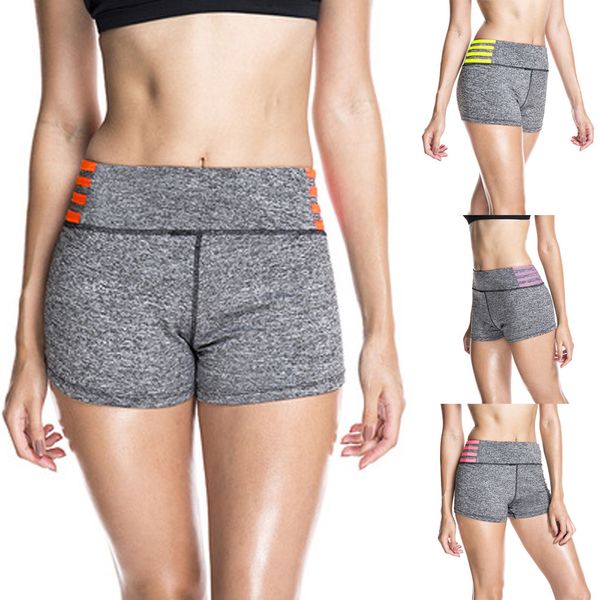 

ishowtienda women yoga sport shorts fashion ladies stitching hip-raising waist-lifting body-building fast-drying yoga, White;red