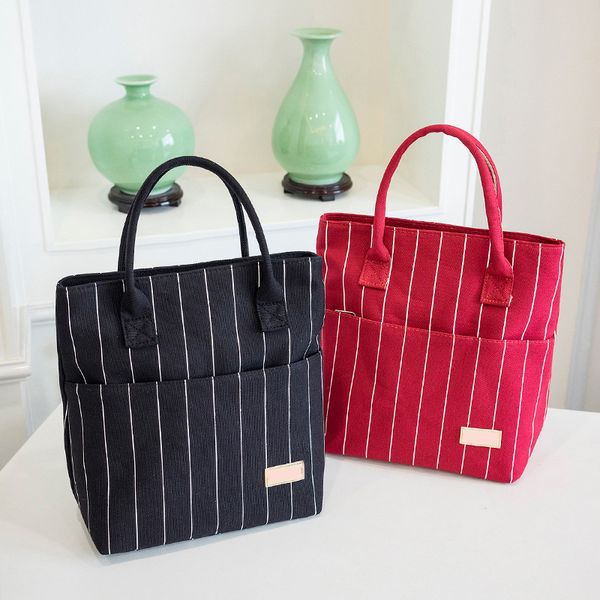 

полоски оксфорд обед сумка для женщин детская мужчины пикник термические хранения tote сумки мода женщин сумки, Blue;pink