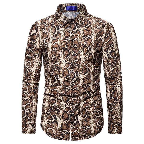 

autumn men shirt leopard print slim fit shirt long-sleeved shirts men dress business casual camisas hombre manga larga #f, White;black