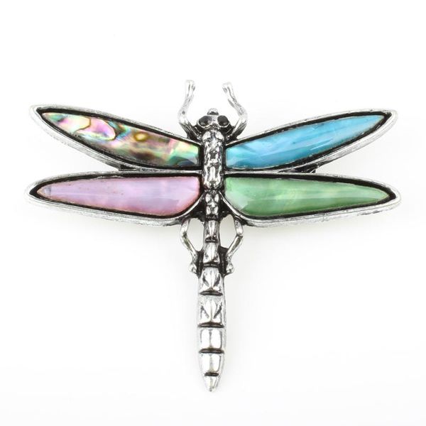 

young tulip fashion dragonfly shape brooches for women stylish natural shell brooch vivid insect brooches new arrive corsage, Gray
