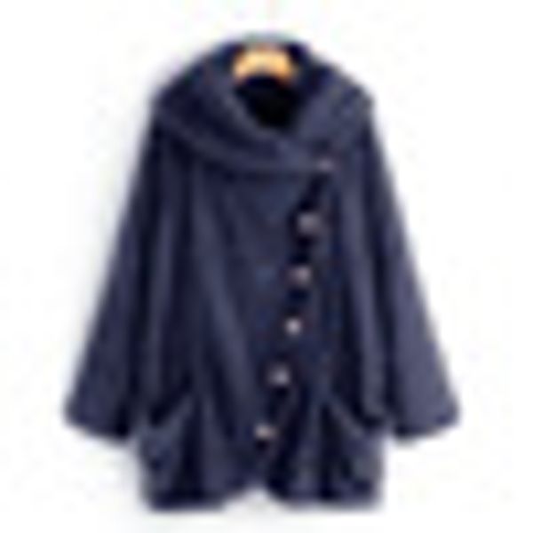 

women plush oversize coats solid turtleneck big pockets cloak coats vintage plus size winter coat women casaco feminino, Black;brown