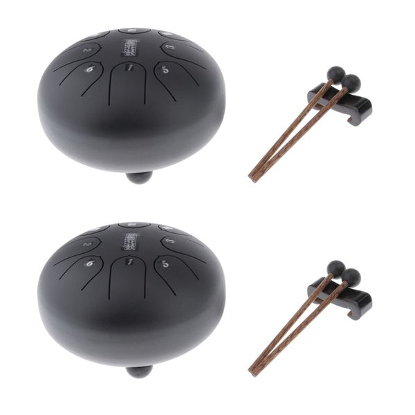 

2pcs 6inch mini steel tongue drum and musical mallet for meditation yoga black