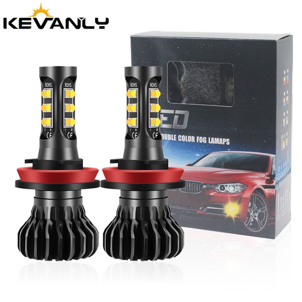 

2pcs flash fog led h8 h11 9005 9006 h7 880 881 h1 h3 car fog light dual color strobe light drl led flash automobiles 3000k