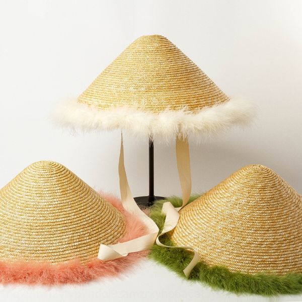 

xia yumao belt strap straw sun straw outdoor sunshade hat hat hat, Blue;gray