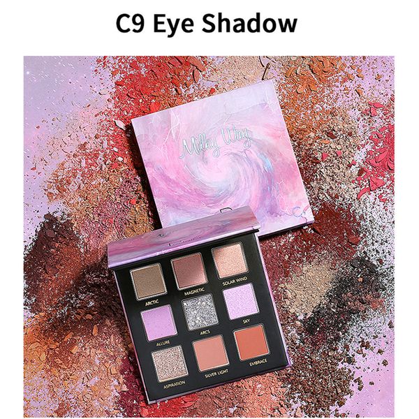 

new 9 colors matte glitter eyeshadow pallete star sequins cooperation style waterproof rose peach girls color #h