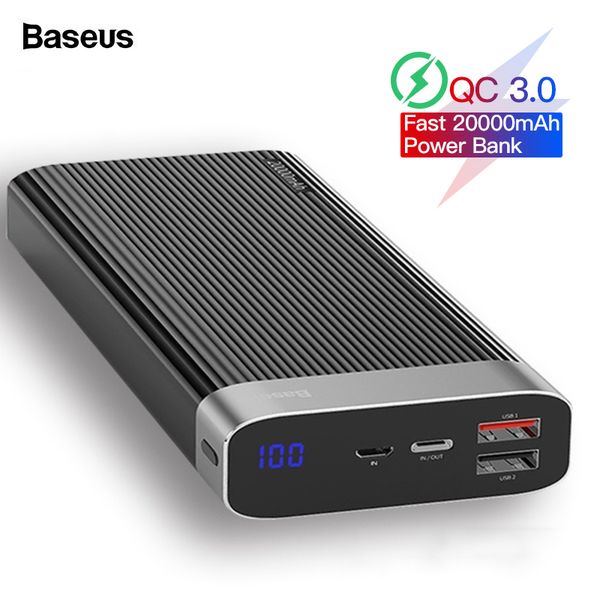 

baseus 20000mah quick charge 3.0 power bank 20000 mah type c pd qc3.0 portable external battery charger powerbank for xiaomi mi
