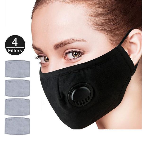 

in stock face masks anti-dust smoke adjustable reusable mask protection with 2 filters women man pm2.5