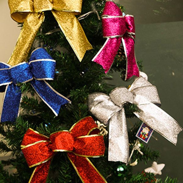 

christmas tree bow ornaments knot flower christmas tree decoration christmas flower artificial flower family decorsilver
