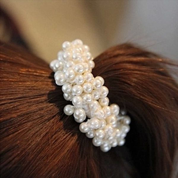 

shop supply korean version of cute fashion hair accessories headdress beaded hair ring head rope hair rope wholesale, Slivery;golden