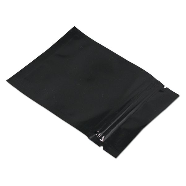 100 pcs 8.5 * 13cm preto mylar pacote bolsas bolsas de alumínio folha de alimento de alimento embalagem sacos de armazenamento de energia com entalhe de lágrima