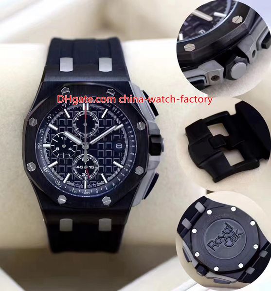 

12 style elling men's 44mm offshore 26210 26401 26400 stainless steel vk quartz chronograph workin mens watch watches, Slivery;brown