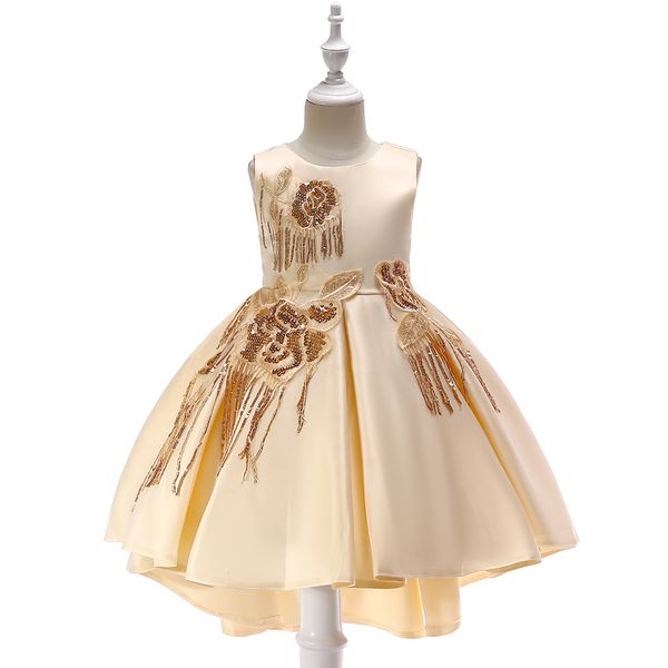 

fashion satin hi-lo half sleeves flower girls dresses children kids formal party clothes girls dresses for wedding birthday party, White;blue