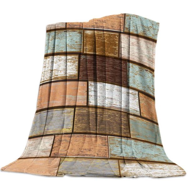 

color wooden board texture stitching throw blanket soft comfortable velvet plush blankets warm sofa bed sheets