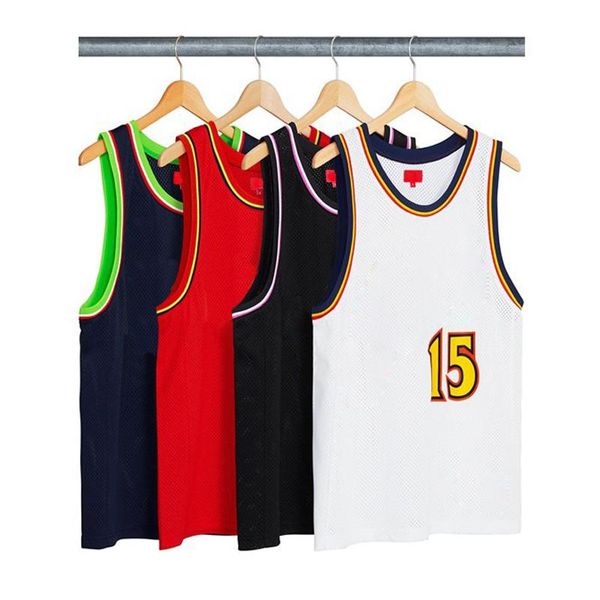 

18ss box logo bolt basketball jersey vest t shirt luxury men women street outdoor sport sleeveless casual summer cool tee vest hfymtx353, White;black