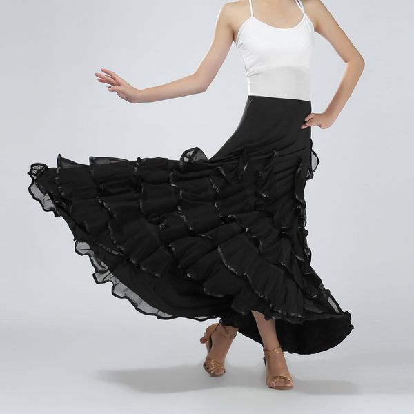 

flamenco ballroom dance costume waltz big swing long skirt dress, Blue