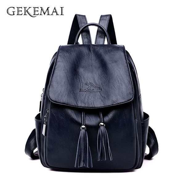

fashion tassel mochilas women sheepskin leather backpack women travel bag backpacks sac a dos school backpacks for teenage girls