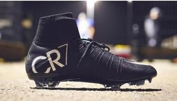 

black new cr7 football boots mercurial superfly v fg soccer shoes botas de futbol ronaldo 7 silver mens soccer cleats