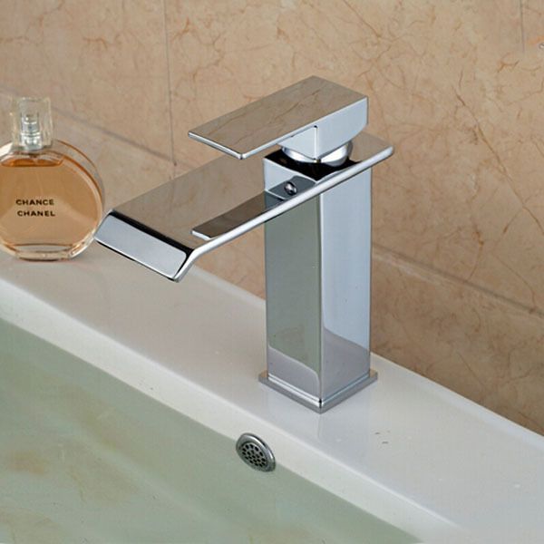 

deck mounted chrome polished finish waterfall bathroom faucet basin mixer tap