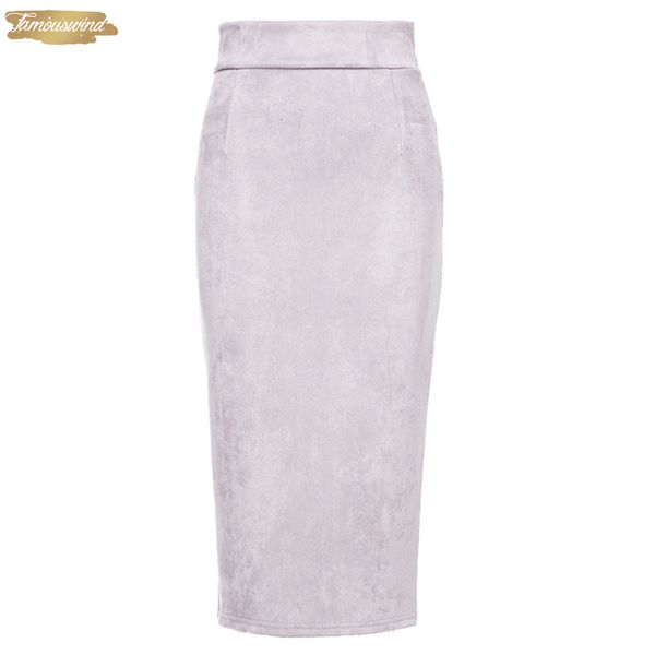 

quality good skirts womens high waist suede skirts pencil winter long skirt autumn spring back slit midi skirt stretchy saia, Black