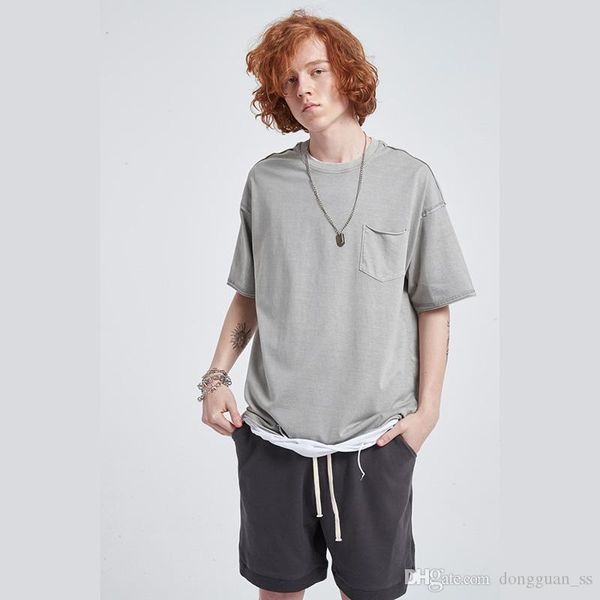 

7 colors streetwear vintage tshirts crewneck loose casual pure cotton mens t shirt oversize short sleeve summer tees, White;black