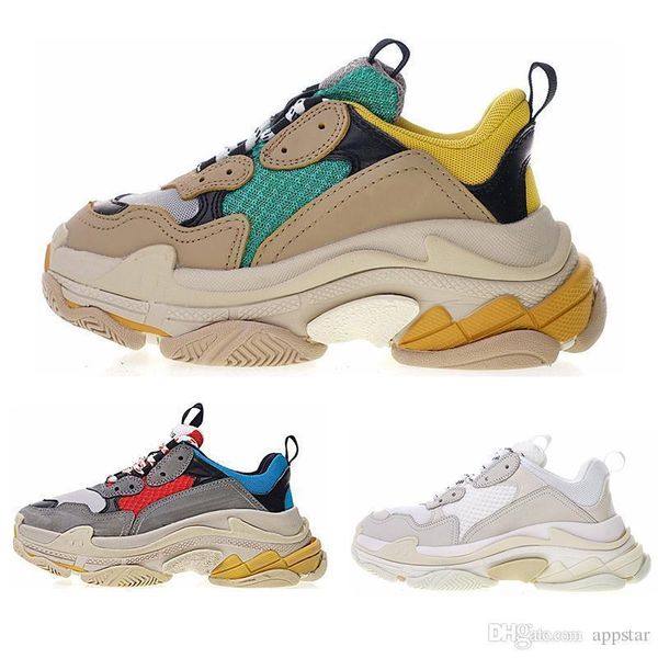 

paris shoes 17fw triple-s fashion sneaker triple s casual dad shoes for men women beige black sports tennis shoes size 36-45