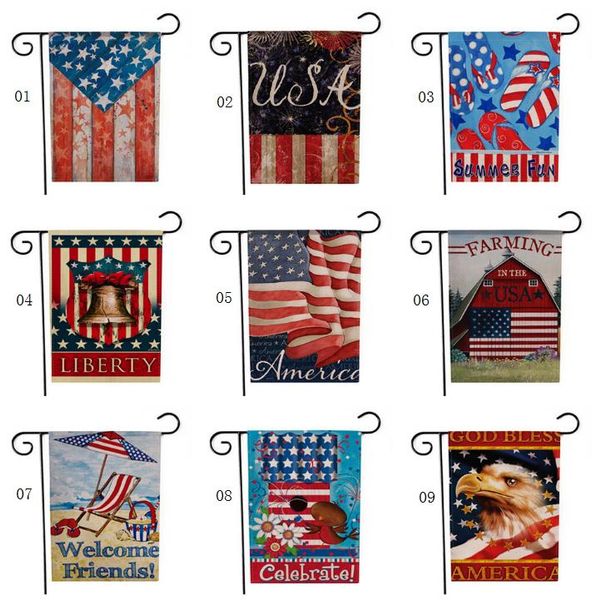 

47*32cm america burlap welcome garden flag indoor outdoor double sided house yard flag home decor sn4440