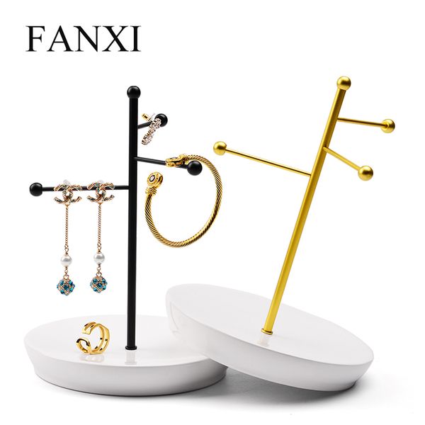 

oirlv resin jewelry display with metal holder bar ring earring bracelet display stand for jewelry organizer showcase, Pink;blue
