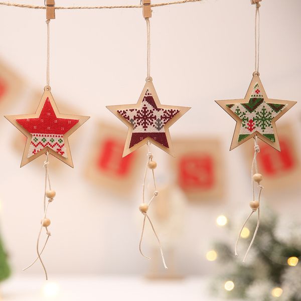 

christmas christmas decoration wooden five-pointed star pendant decorations for home navidad 0.681