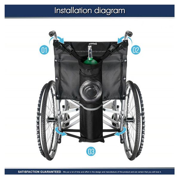 

portable oxford cloth oxygen cylinder bag universal tank holder reflective stripe stretch wheelchair black storage pouch solid