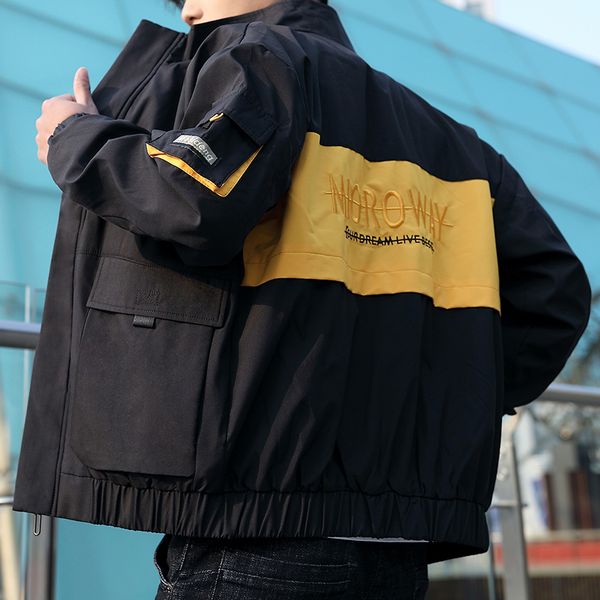 

han edition tide comfortable leisure handsome thin coat the boyfriend jacket collar ins blouse with long sleeves tooling wind, Black;brown