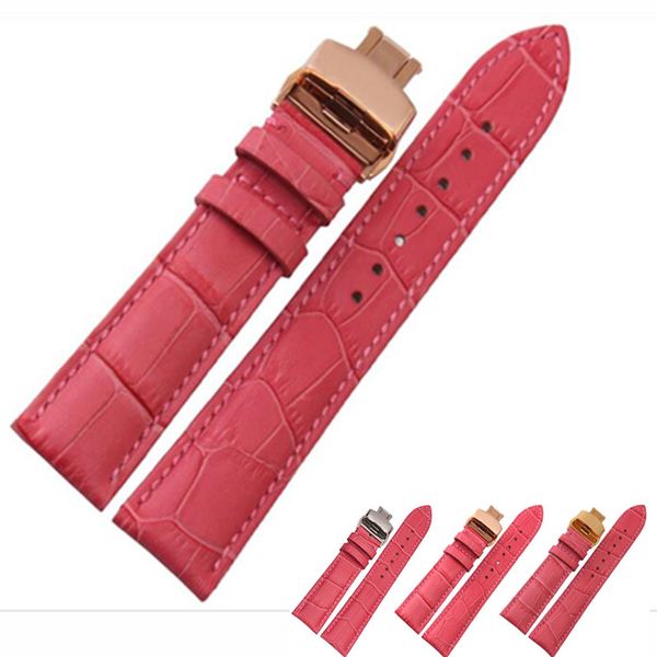 

fashion new arrival soft durable genuine cowhide leather women pink watch strap band 12 14 16 18 20 22 24mm watchband, Black;brown